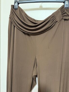 Cato Wide-Leg Draped Waist Palazzo Pants in Brown